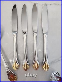 MINT! 46 Pc Oneida Achievement VENETIAN GOLD 18/8 Stainless Flatware SetKOREA MINT! 46 Pc Oneida Achievement VENETIAN GOLD 18/8 Stainless Flatware SetKOREA