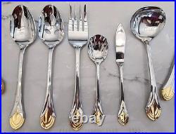 MINT! 46 Pc Oneida Achievement VENETIAN GOLD 18/8 Stainless Flatware SetKOREA