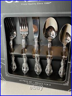 Michelangelo 45 pc piece Set Service for of 8 Oneida Stainless 18/10 Flatware