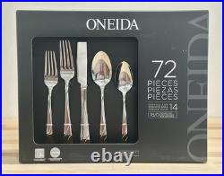 NEW Oneida River 72 Pc Stainless Flatware Set Service For 14 + 2pc Serving Set