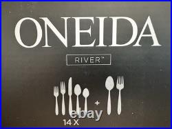 NEW Oneida River 72 Pc Stainless Flatware Set Service For 14 + 2pc Serving Set
