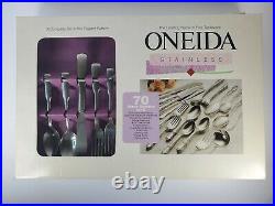 NEW Vintage Oneida American Ballad 70 Piece Stainless Flatware Set Service For 8
