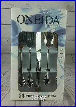 NIB Oneida Stainless Steel BANCROFT Flatware 24 Pieces Serving For 4 Place Set