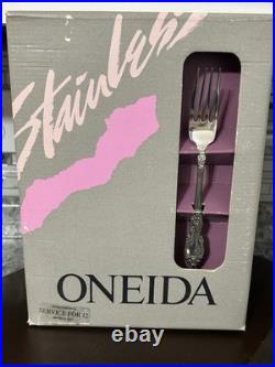 NIB Oneida Wordsworth Stainless Steel Flatware 64-piece Set for 12 with Box Rare