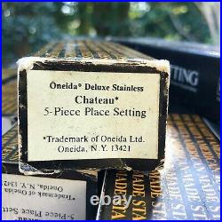NIB Vintage Oneida Chateau (8) 5-Pc Place Settings Stainless Flatware NOS New
