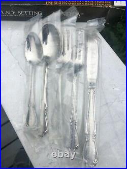 NIB Vintage Oneida Chateau (8) 5-Pc Place Settings Stainless Flatware NOS New