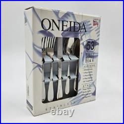 NOS Oneida Flight 18/8 Stainless Steel Flatware 53-Piece Service for 8 USA Made