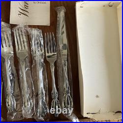 NOS Vintage Oneida Solid Stainless 11 Piece New Unused Set Forks Spoons Knife