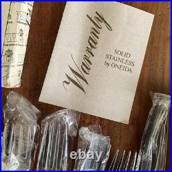 NOS Vintage Oneida Solid Stainless 11 Piece New Unused Set Forks Spoons Knife