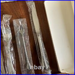 NOS Vintage Oneida Solid Stainless 7 Piece New Unused Set Forks Spoons Knife