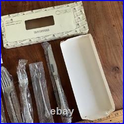 NOS Vintage Oneida Solid Stainless 7 Piece New Unused Set Forks Spoons Knife