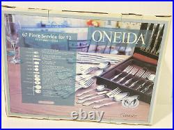 NWB Oneida 67 Pcs Service For 12 CANTATA 18/8 Stainless Steel Flatware + Chest