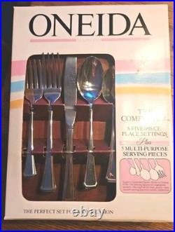 New 1987 45 Oneida Aberdeen X9325 Stainless Steel Flatware Silverware For 8 +