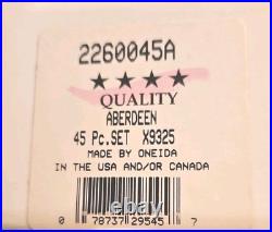 New 1987 45 Oneida Aberdeen X9325 Stainless Steel Flatware Silverware For 8 +
