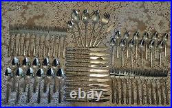 New 66 pc Set CHERIE Oneida Deluxe Stainless Flatware 12 Place Settings Vintage