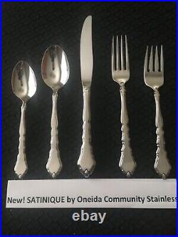 New! 72 Pc Serves 12 Satinique by Oneida Community Stainless 18 Tea's Free Ship