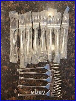 New Chalcis Salad Fork Lot of 8 Oneida 18/10 Glossy Stainless Flatware + 5 Free