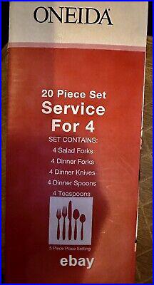 New Oneida Brooch 20-piece Set, Service for 4 Retired Stainless Steel Flatware