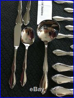 New / Unused 47 Pc Oneida Berkeley Square Service for 8 Stainless with 7 Hostess