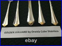 Nice! 50 Pcs! Service For 8 Oneida Golden Juilliard CUBE Stainless with 8 Hostess