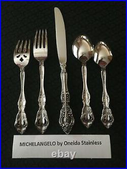 Nice 60 Pcs Oneida Michelangelo Stainless Steel Set Serves 10 with9 Hostess No S&H
