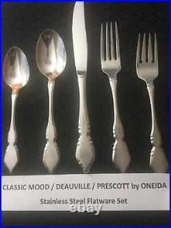 Nice 80 Pc Serves 12 Oneida Classic Mood / Deauville / Prescott Stainless 23 T's