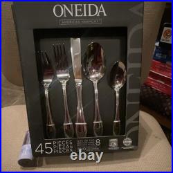 ONEIDA American Harmony 45pc Stainless Steel Flatware Set Svc 8