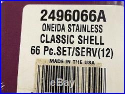 ONEIDA Classic Shell Stainless USA Flatware 66 pieces NEW