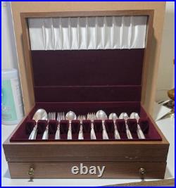 ONEIDA Community 54pc Stainless Steel Flatware Set Floral Handle, With Case