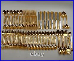 ONEIDA Community Golden Enchantment Heirloom Cube Stainless Set Service for 12