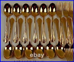 ONEIDA Community Golden Enchantment Heirloom Cube Stainless Set Service for 12