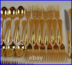 ONEIDA Community Golden Enchantment Heirloom Cube Stainless Set Service for 12