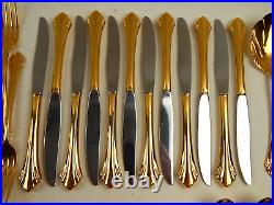 ONEIDA Community Golden Enchantment Heirloom Cube Stainless Set Service for 12