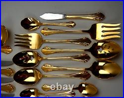 ONEIDA Community Golden Enchantment Heirloom Cube Stainless Set Service for 12