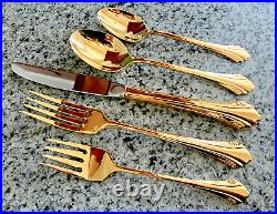 ONEIDA Community Golden Enchantment Heirloom Cube Stainless Set Service for 12