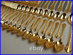 ONEIDA Community Golden Enchantment Heirloom Cube Stainless Set Service for 12