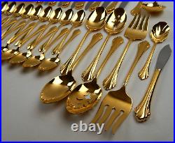 ONEIDA Community Golden Enchantment Heirloom Cube Stainless Set Service for 12