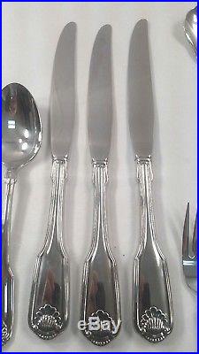 ONEIDA Cube Stainless CLASSIC SHELL Service For 12 Plus Serving Pieces NICE