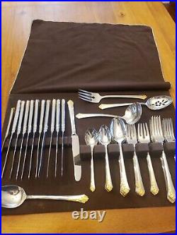 ONEIDA Cube Stainless Flatware GOLDEN DAMASK ROSE 60 Pieces Service 10 + Serving