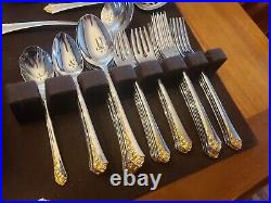 ONEIDA Cube Stainless Flatware GOLDEN DAMASK ROSE 60 Pieces Service 10 + Serving