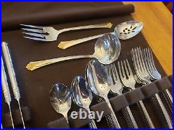 ONEIDA Cube Stainless Flatware GOLDEN DAMASK ROSE 60 Pieces Service 10 + Serving