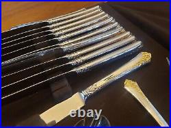 ONEIDA Cube Stainless Flatware GOLDEN DAMASK ROSE 60 Pieces Service 10 + Serving