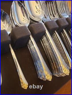 ONEIDA Cube Stainless Flatware GOLDEN DAMASK ROSE 60 Pieces Service 10 + Serving