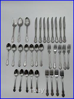 ONEIDA FOLK ART Burnished Black Accent Deluxe Stainless Flatware 5 Pc Settings