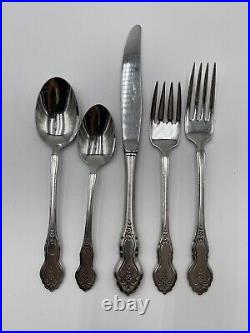 ONEIDA FOLK ART Burnished Black Accent Deluxe Stainless Flatware 5 Pc Settings