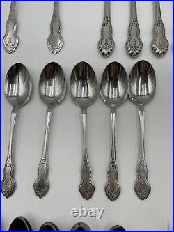 ONEIDA FOLK ART Burnished Black Accent Deluxe Stainless Flatware 5 Pc Settings