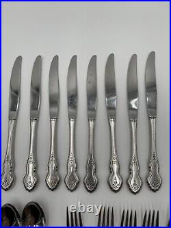 ONEIDA FOLK ART Burnished Black Accent Deluxe Stainless Flatware 5 Pc Settings