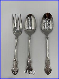 ONEIDA FOLK ART Burnished Black Accent Deluxe Stainless Flatware 5 Pc Settings