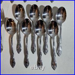 ONEIDA Galveston Profile Stainless 64 Piece 8 Serving Flatware Set + Holder