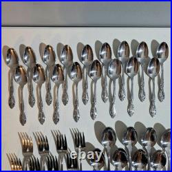 ONEIDA Galveston Profile Stainless 64 Piece 8 Serving Flatware Set + Holder